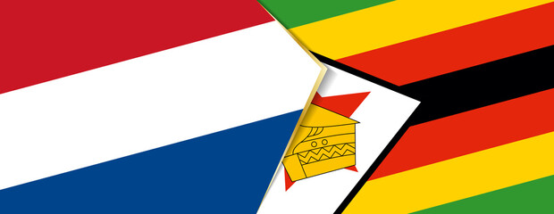 Netherlands and Zimbabwe flags, two vector flags.