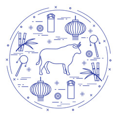 Obraz premium Chinese New Year Ox symbol 2021 calendar Festive