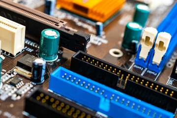 Fototapeta na wymiar Closeup of electronic circuit board or PCB printed circuit board