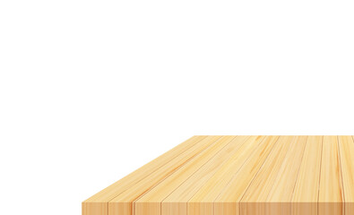 Empty top wood table isolated on white background used for display or montage your products
