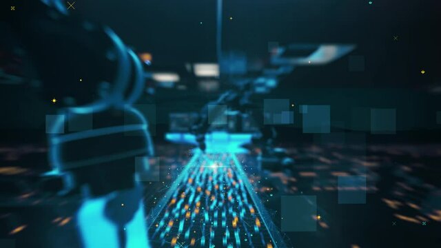 Blockchain in Supply Chain with digital technology hitech concept