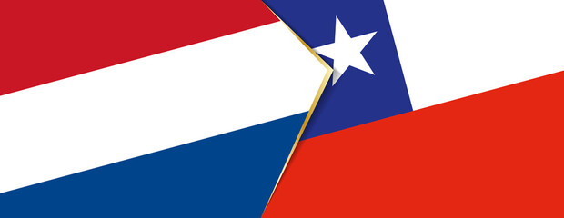 Netherlands and Chile flags, two vector flags.