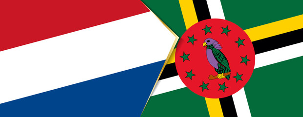 Netherlands and Dominica flags, two vector flags.