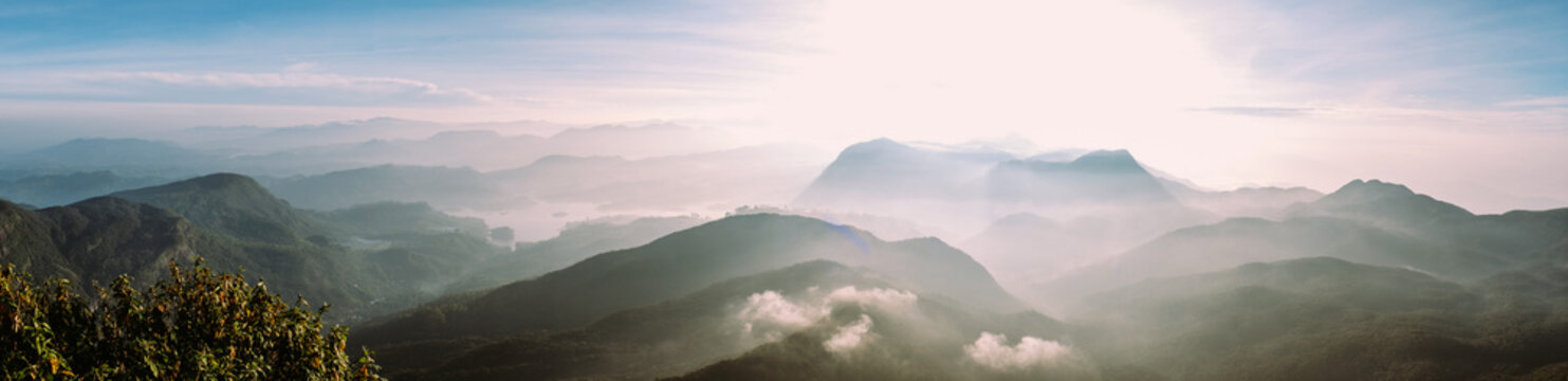 Beautiful panoramic view from Adam's Peak (Sri Pada)