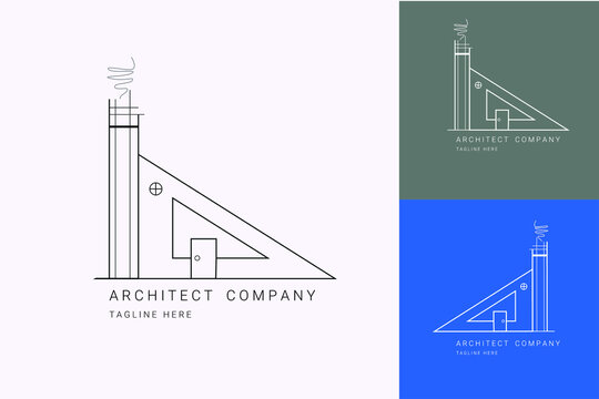 Minimalist simple architecture logo vector with background. Minimal clean logo line for architect and construction firm. Clean and simple vector design for architect.  