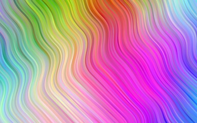 Light Multicolor, Rainbow vector pattern with lines, ovals. A vague circumflex abstract illustration with gradient. Brand new design for your ads, poster, banner.