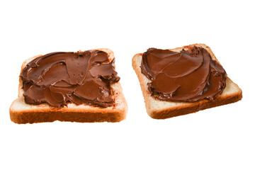 Сhocolate paste sandwich isolated on white background.