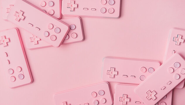 Gaming console josticks arranged.