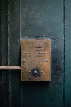 Old, vintage door buzzer on old city building