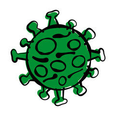 Covid bacteria green isolated illustration.