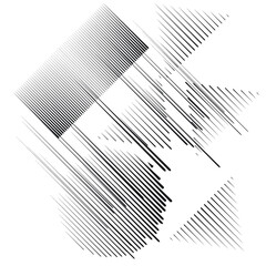 Logo with speed lines in circle, rectangle and triangle form .Square unusual icon Design .Black Vector stripes .Geometric shape.