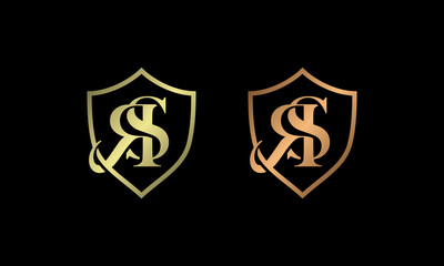Obraz premium Letter RS, and shield logo design vector