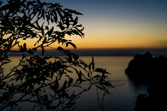 Amazing seascape from a lookout. Duino, Trieste, Italy.