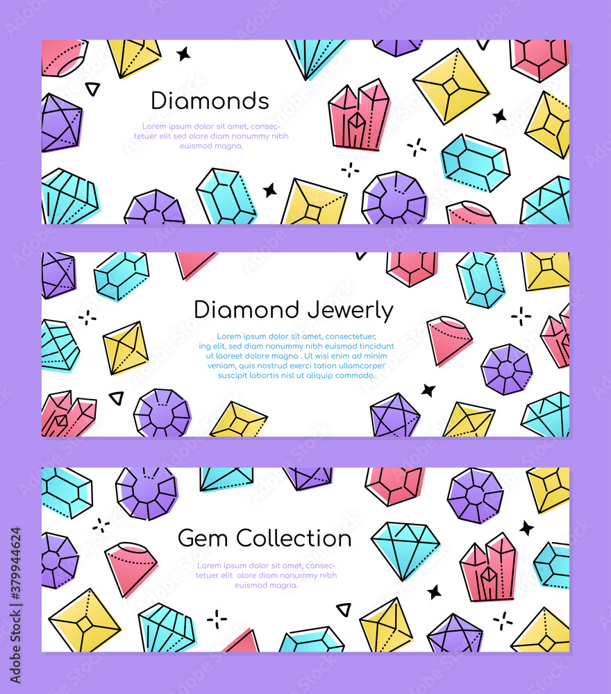 Poster gem collection - set of line design style web banners
