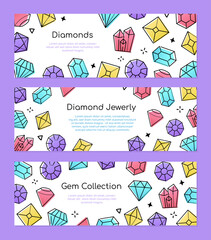 Gem collection - set of line design style web banners