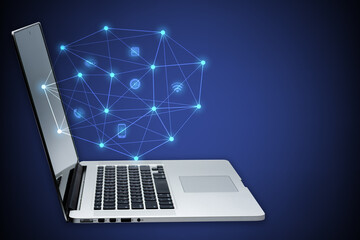 Wireless communications technology with laptop computer illustration