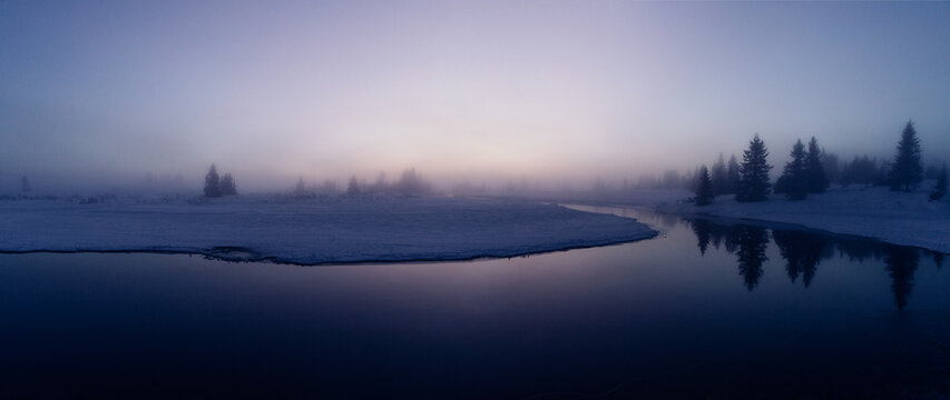 Winter - Moody Foogy River Panorama