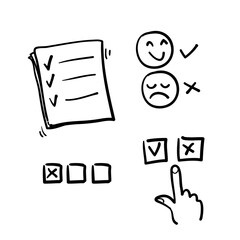 hand drawn Simple Set of Survey Related Vector Line Icons with doodle style vector