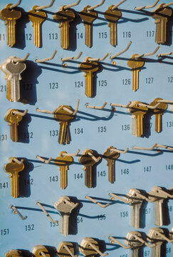 Rack of Keys in Locksmith Shop