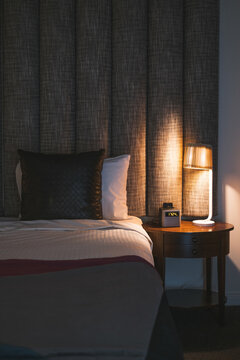 Cosy dimly lit bedroom