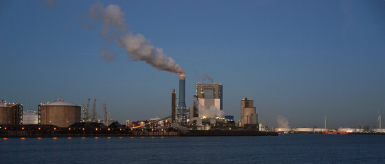 Industrial harbour at twilight