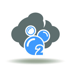 Cloud O2 Icon Vector. Oxygen Air Ecology Environment Safety Symbol. CO2 Carbone Dioxide Industry Emission Sign.