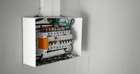 consumer box for Electrical control. 
Electric switchboard or circuit board.