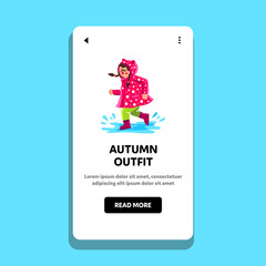 Autumn Outfit Wearing Little Girl Walk Vector