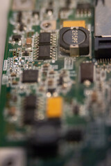Obraz premium hi tech close-up of electronics circuit board or motherboard