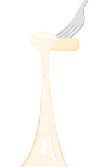 Tteokbokki Noodle vector. korean food. Mozzarella cheese. cheese stretch. Cheese on white background.