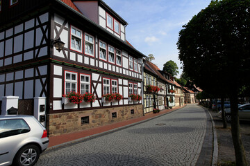 Die Rittergasse mit Fachwerkhäusern in Stolberg. Stolberg, Sachsen-Anhalt, Deutschland, Europa