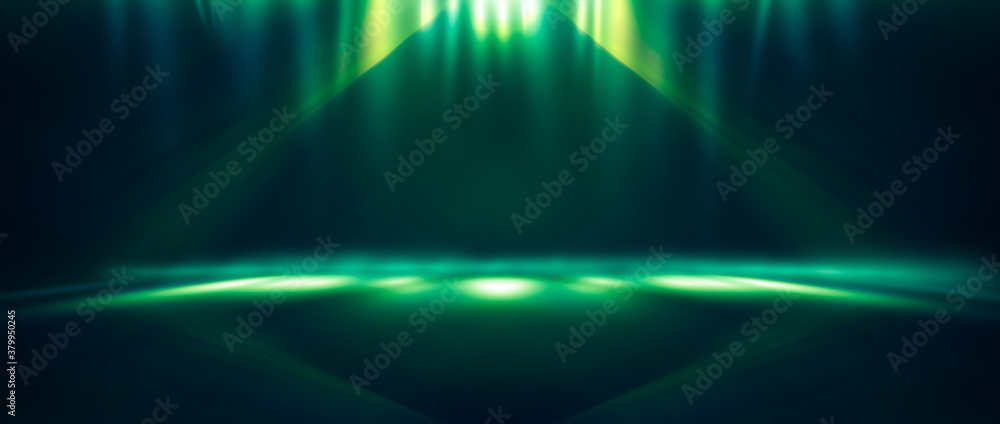 Wall mural green empty room studio gradient used for background and display your product