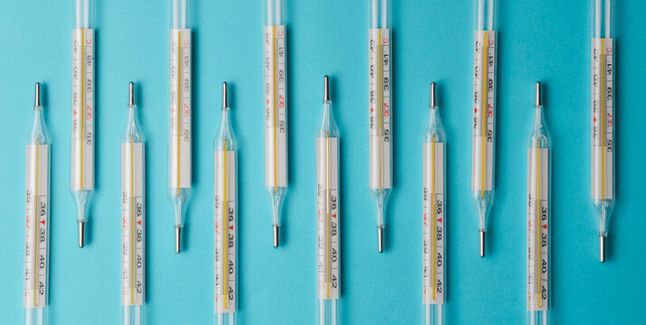 Medical thermometers for measuring temperature.