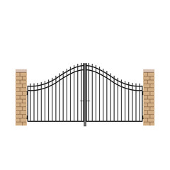House gate vector. Arch brick door. free space for text.