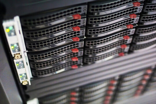 Servers in a supercomputer data center