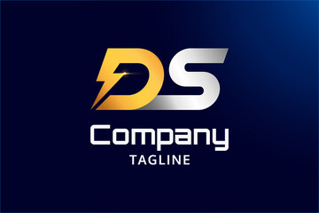 Shiny Initials DS or Letter DS Gold and Silver Logo Design