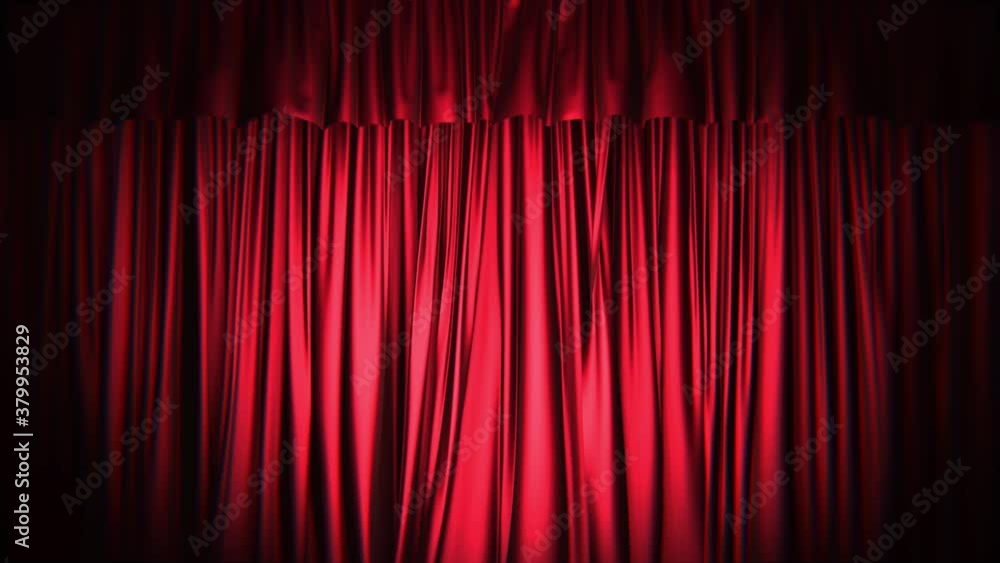 Poster realistic dark 3d animation of the red stage curtains rendered in uhd, alpha matte is included