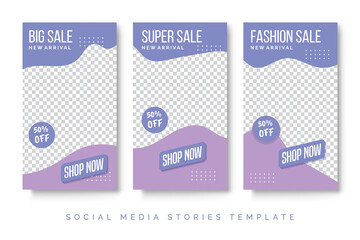 Colorful social media stories for fashion sale. Banner ads post background design.