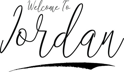 Welcome To Jordan Country Name Handwritten Typography Black Color Text on White Background