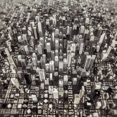 downtown financial district top view