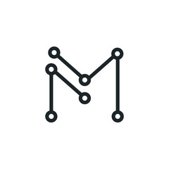 Technology letter m logo or icon. Stock vector illustration. Letter M.