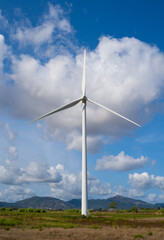 Fototapeta premium wind turbine with beautiful blue sky 