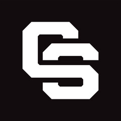 Initial letter CS or C3 logo template with sporty bold line illustration in flat design monogram symbol