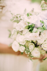 Beautiful bride with wedding flowers, wedding accessories