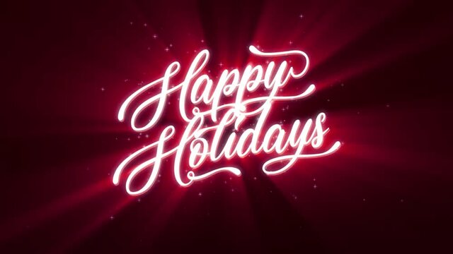 Happy Holidays Background Reveal Animation/ 4k animation of a beautiful happy new year's eve background with golden elegant hand lettered lighting text reveal