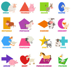 basic geometric shapes with fanny farm animals set