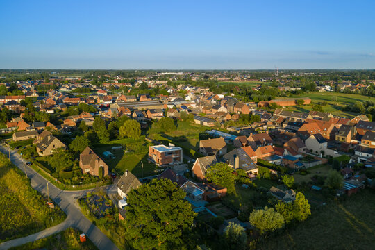 Aerial View of Suburban Neighborhood in Belgium