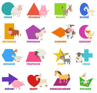 basic geometric shapes with fanny farm animals set