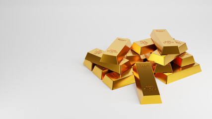 Obraz premium gold bars, gold coins isolated white background,3d rendering banking