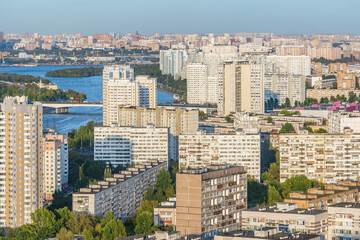Naklejka premium Aerial city view at day time. Moscow.